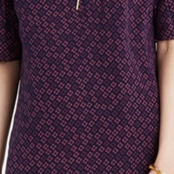 Madewell Purple Floral V-Neck Bell Sleeve Mini Dress - Picture 2 of 6